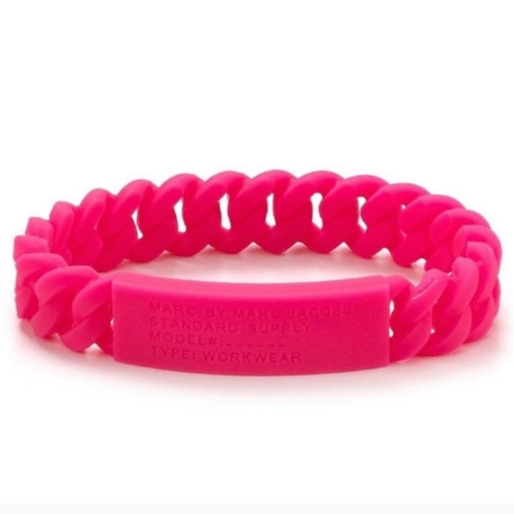 MARC BY MARC JACOBS BRAIDED  SLIP-ON BRACELET NEON 'KNOCK-OUT PINK'